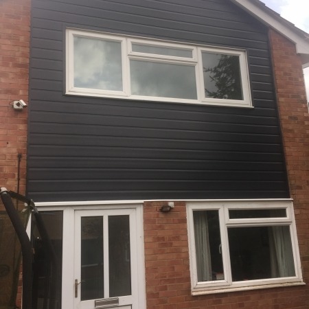 Anthracite Grey Shiplap Cladding - White Fascias/Soffits/Rainwater ...